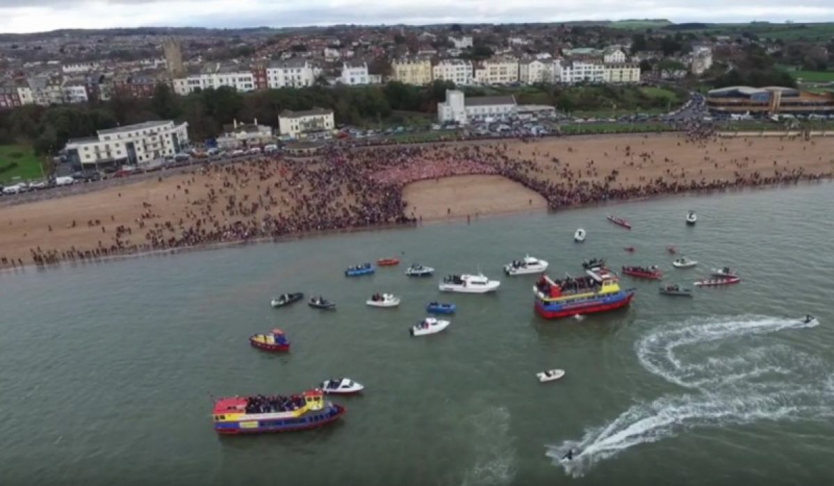 Arial View of Christmas Swim - Stuart Line Cruises Exmouth