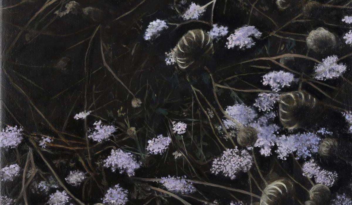 Wildflowers, Night (II), 20 x 15cm, oil on legno panel, 2023